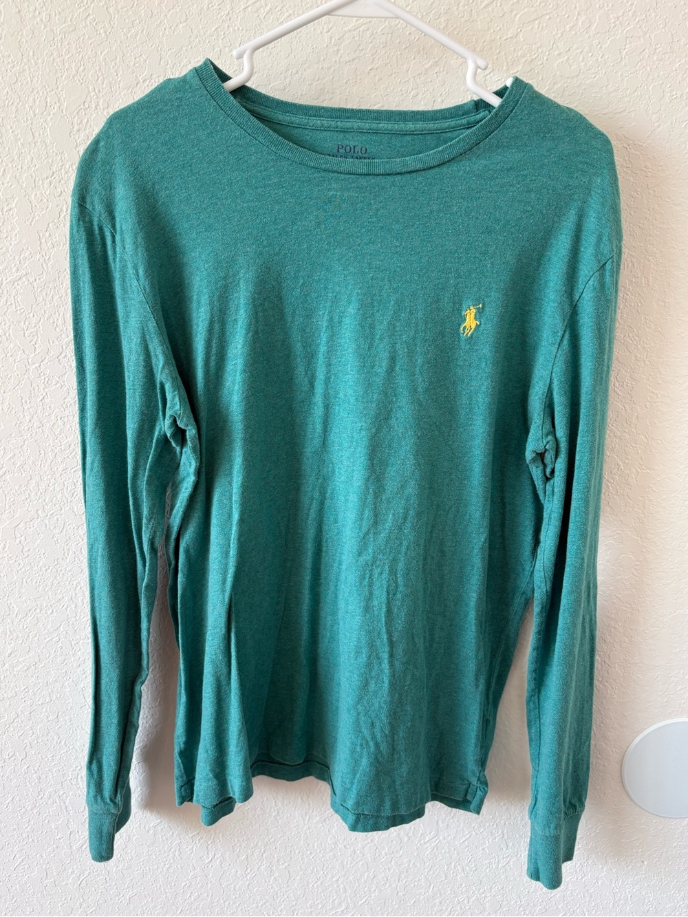 Polo by Ralph Lauren Long-Sleeve Tee in Teal with Yellow Pony Embroidery